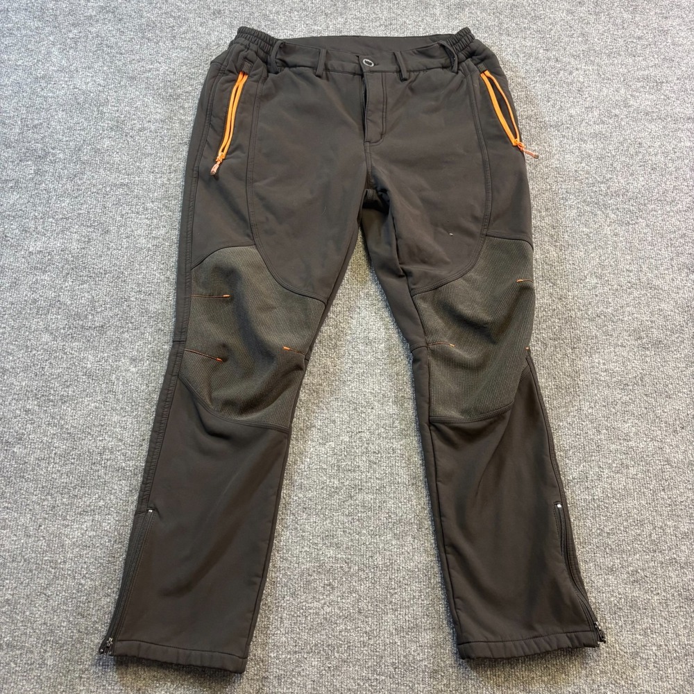 Gash Hao Snow Pant Mens 32x28 Brown Straight Fleece-Lined Skiing Snowboarding